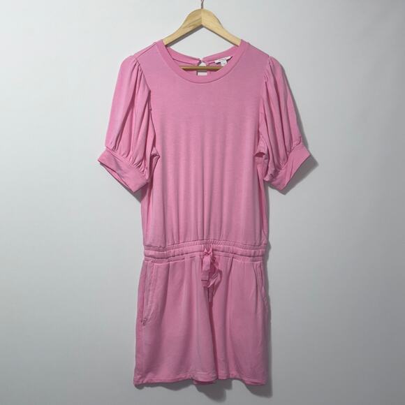 Daily ritual pink puffy sleeve short romper women’s size medium - Picture 1 of 9